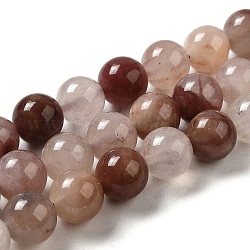 Chapelets de perles aux fraises en quartz naturel, ronde, 10~10.5mm, Trou: 1.2mm, Environ 38 pcs/chapelet, 15.55'' (39.5 cm)