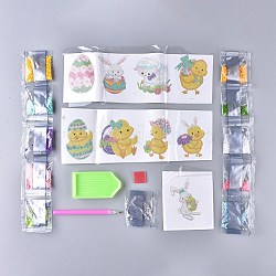 DIY Diamond Painting Stickers Kits For Kids, with Animal Pattern Diamond Painting Stickers, Resin Rhinestones, Diamond Sticky Pen, Tray Plate and Glue Clay, Mixed Color, Box: 17x12x2.5cm