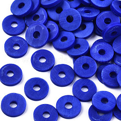 Perles en pâte polymère manuel, pour les fournitures de bricolage bijoux artisanat, disque / plat rond, perles heishi, bleu, 8x1mm, Trou: 2mm, environ 13000 pcs/1000 g