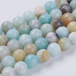 Perles d'amazonite de fleurs naturelles, facette, ronde, 4mm, Trou: 0.8~1 mm, Environ 85 pcs/chapelet, 14.5 pouce