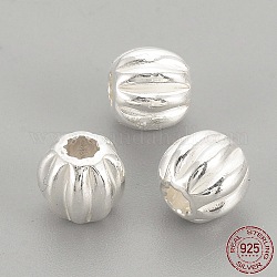 925 perline ondulate in argento sterling, tondo, argento, 3x2.5mm, Foro: 1 mm