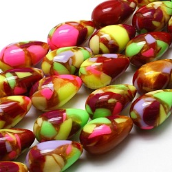 Synthetic Regalite/Imperial Jasper/Sea Sediment Jasper Bead Strands, Dyed, Teardrop, Colorful, 20x12mm, Hole: 1mm, about 19pcs/strand, 15.7inch