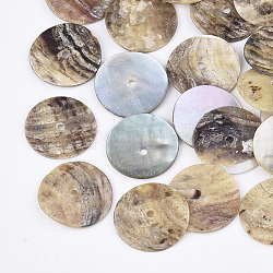 Perle di conchiglie Akoya naturali, perle di madreperla, rotondo e piatto, tan, 15~15.5x1~2mm, Foro: 1.4 mm