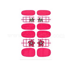 Цветочная серия наклейки для ногтей с полным покрытием, самоклеящийся, украшение ногтей для женщин, девочек, детей, светло-вишневый, 25.5x10~16.5 мм, 12шт / лист