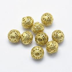 Abalorios de filigrana de bronce, sin plomo, cadmio, níquel, linterna, crudo (sin chapar), 9.5x10mm, agujero: 1 mm