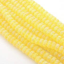 Shining Resin AB Color Rhinestone Rondelle Beads Strands, Yellow, 8x4.5mm, Hole: 1.5mm, about 50pcs/strand, 9.44inch