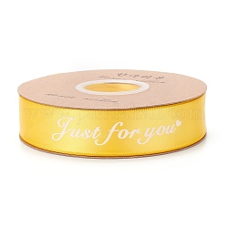 Polyester Grosgrainbänder, mit Wort für Dich, für Geschenkverpackungsparty, Gelb, 1 Zoll (25 mm), 45 m / Rolle