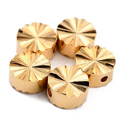 Brass Beads, Long-Lasting Plated, Flat Round, Real 24K Gold Plated, 6x3mm, Hole: 1.2mm
