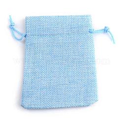 Bolsas con cordón de imitación de poliéster bolsas de embalaje, para la Navidad, Fiesta de bodas y embalaje artesanal de diy, luz azul cielo, 12x9 cm