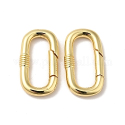 Brass Spring Gate Rings, Cadmium Free & Nickel Free & Lead Free, Oval, Real 18K Gold Plated, 7 Gauge, 24.5x14.5x3.5mm, Hole: 7x18.5mm