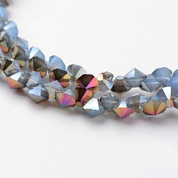 Гальванические стеклянные бусины, имитация нефрита, с половиным покрытием, алмаз, Небесно-голубой, 4x4 мм, отверстие : 1 мм, около 143 шт / нитка, 11.8 дюйм