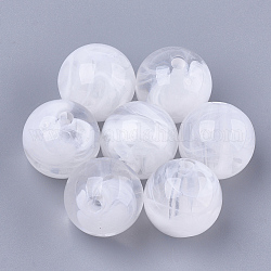 Perles acryliques, style de pierres fines imitation, ronde, blanc clair, 13.5~14x13mm, Trou: 2mm, environ 330 pcs/500 g