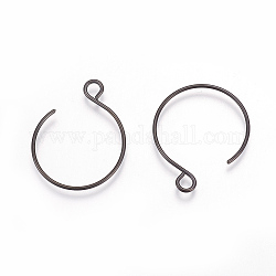 304 in acciaio inox ganci orecchino, con anello orizzontale, elettroforesi nera, 22x18mm, Foro: 2.5 mm, ago :0.7mm