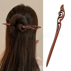 Bâtonnets de cheveux en bois Swartizia Spp, teinte, brun coco, 176x17x6.5mm