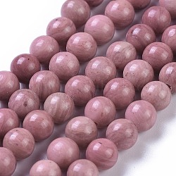 Hebras de perlas naturales rhodonite, redondo, 6mm, agujero: 1 mm, aproximamente 60 pcs / cadena, 15.5 pulgada
