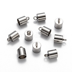 304 Stainless Steel Cord Ends, Stainless Steel Color, 10x7mm, Hole: 2.2mm, 6mm inner diameter