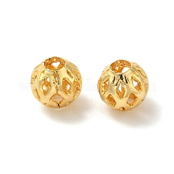 Brass Hollow Spacer Beads, Round, Real 18K Gold Plated, 6mm, Hole: 2mm