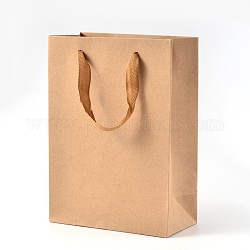 長方形のクラフト紙袋  ギフトバッグ  ショッピングバッグ  茶色の紙袋  ナイロンコードハンドル付き  バリーウッド  40x30x10cm