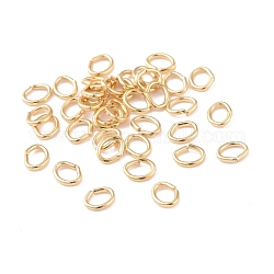 Anillos de cobre amarillo del salto, anillos del salto abiertos, sin plomo y cadmio, oval, real 14k chapado en oro, 3.8x3x0.5mm, 24 calibre, agujero: 1.7x2.5 mm, aproximamente 2000~2300 unidades / 50 g