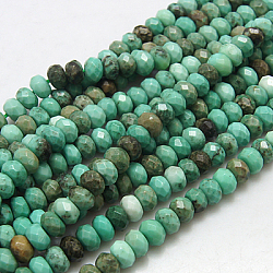 Natural Green Onyx Agate Beads Strands, Dyed, Faceted, Rondelle, 6x4mm, Hole: 1mm