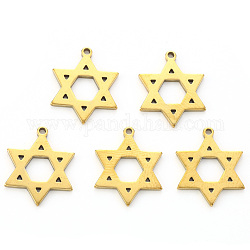 Thème de la religion, pendentifs en 304 acier inoxydable avec placage sous vide, Coupe au laser, pour juif, étoile de david, or, 17x14x1mm, Trou: 1.2mm