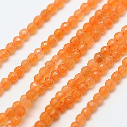 Natural Red Aventurinee Beads Strands, Faceted Round, 3mm, Hole: 0.8mm, about 129pcs/strand, 15 inch