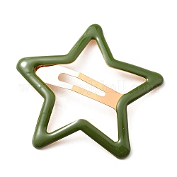 Pinzas para el cabello con broche de esmalte de aleación de estrella, accesorio para el cabello para niñas, la luz de oro, verde, 58x59x4mm