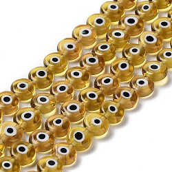 Chapelets de perles rondes de chalumeau manuelles de mauvais œil, chameau, 8x3.2mm, Trou: 1mm, Environ 49 pcs/chapelet, 14.56 pouce