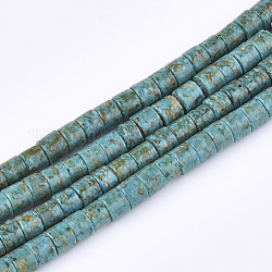 Filo di perline turchesi sintetici, colonna, 4~4.5x3~3.5mm, Foro: 0.8 mm, circa 110~111pcs/filo, 14.7 pollice
