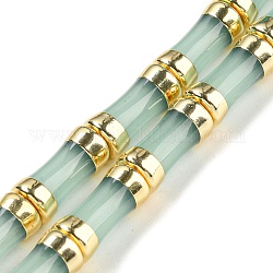 Perle di vetro, con estremità in ottone tono dorato, bastone di bambù, acqua, 12.7x6mm, Foro: 1.1 mm, circa 30pcs/filo, 14.96 pollice (38 cm)