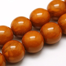 Buddhist Jewelry Beaded Findings Resin Imitation Beeswax Round Bead Strands, Chocolate, 20mm, Hole: 1mm, about 20pcs/strand, 14.96inch