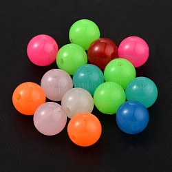 Resin Beads, Round, Mixed Color, 14mm, Hole: 2mm, about 500pcs/bag