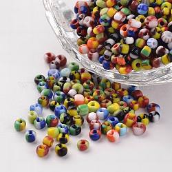8/0 Perlas de vidrio opacas de colores opacos, abalorios de la semilla redondas, color mezclado, 2.5~3x2~3mm, agujero: 0.8 mm, aproximamente 1666 unidades / 50 g