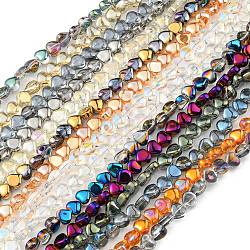 Electroplate Glass Beads Strands, Heart, Mixed Style, Mixed Color, 5.5x6x4mm, Hole: 0.9mm, about 110pcs/strand, 23.23 inch(59cm)