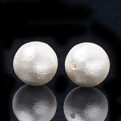 Gepresste Baumwollperlen, umweltfreundlich, gefärbt, Runde, weiß, 16~16.5 mm, Bohrung: 1.5 mm