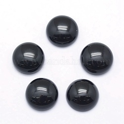 Natural Black Agate Cabochons, Half Round, 8x3.5~4mm