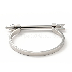 304 d-образный браслет из нержавеющей стали со стрелкой, браслет в форме подковы для мужчин и женщин, цвет нержавеющей стали, внутренний диаметр: 1-7/8x2-3/8 дюйм (4.8x6.1 см)