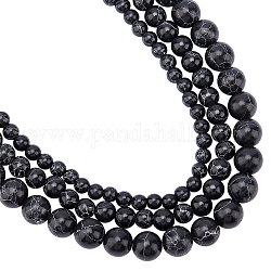 NBEADS 3 Strands about 205 Pcs Black Synthetic Turquoise Beads, 4mm/6mm/8mm Turquoise Loose Beads Strands Gemstone Stone Bead Charms for Necklace Bracelet Jewelry Making