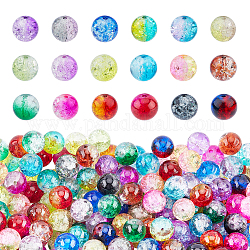 DIY Baking Painted Crackle Glass Beads Stretch Bracelet Making Kits, include Sharp Steel Scissors, Elastic Crystal Thread, Stainless Steel Beading Needles, Mixed Color, Beads: 10mm, Hole: 1.3~1.6mm, 270pcs/set