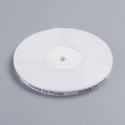 Ruban de coton imprimé mot, ruban personnalisé, Accessoires de vêtement, pour étiquette de vêtement personnalisée, blanc, 10mm, environ 25 yards / rouleau