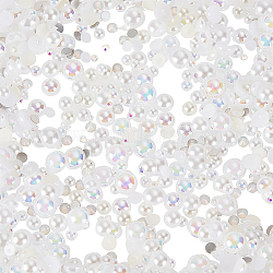 Arricraft bricolage cabochons fabrication de bijoux kit de recherche, y compris les cabochons en plastique ABS imitation perle et acrylique et strass en verre, demi-rond et diamant, blanc, 7180 pièces / kit