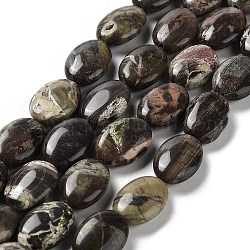 Fili di perle di diaspro pietra naturale ricchezza, Oval Piatto, 17.5~18x12.5~13x6mm, Foro: 1.2 mm, circa 22pcs/filo, 15.55'' (39.5 cm)