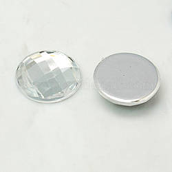 Imitación Taiwan acrílico Diamante de imitación espalda plana cabochons, facetados, medio redondo / cúpula, Claro, 14x4.5mm, 500 unidades / bolsa
