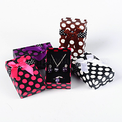 Valentines Tag präsentiert Pakete Rechteck Polka Dot bedruckten Karton Schmuckschatullen, Schwamm innen, mit Bowknot, Mischfarbe, 80x50x27 mm