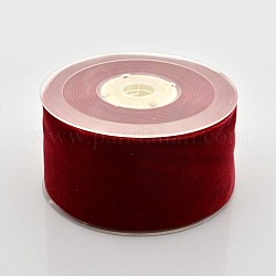Cinta de terciopelo de poliéster para embalaje de regalo y decoración de festival, de color rojo oscuro, 2 pulgada (50 mm), aproximamente 20yards / rodillo (18.29 m / rollo)