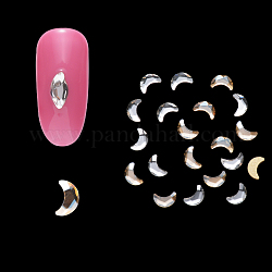 Cabochons de strass en verre à dos plat, accessoires nail art de décoration, facette, lune, couleur mixte, 6x3.5x1.5mm, 20 pcs /sachet 