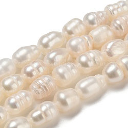 Nbeadsは天然の養殖淡水真珠ビーズ連売りを等級分けします  母の日ギフト用  ライス  ホワイト  5.6~7x4~5mm  穴：0.8mm  約27個/連  7.09''（18センチメートル）  4スタンド