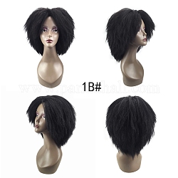 Parrucca esplosiva, parrucca africana femminile capelli corti soffici, parrucche in fibra resistente al calore ad alta temperatura, corto e riccio, nero, 15.7 pollice (40 cm)