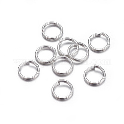 304 anelli di salto in acciaio inox, anelli di salto aperti, colore argento placcato, 20 gauge, 6x0.8mm, diametro interno: 4.5mm