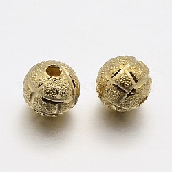Круглых бусин латунные, золотые, 6 мм, отверстие : 1.2 мм